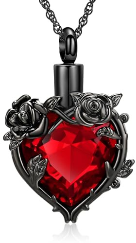 Einäscherung Schmuck Rose Blume Herz Urne Halsketten für Asche für Frauen Memorial Human Ashes Anhänger