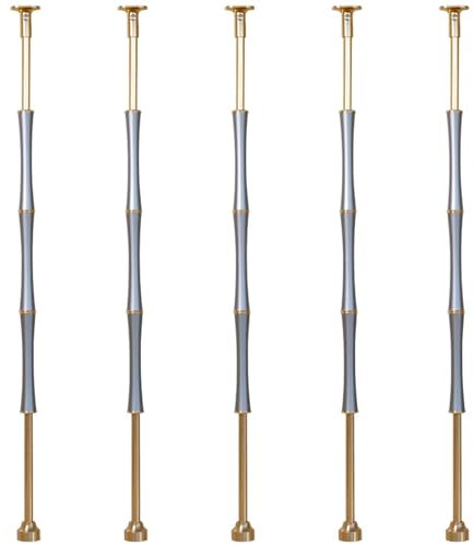 KUANGGE GeländersäuleTreppenbaluster, silberfarben, runde Treppenspindeln aus hohlem Metall, 94 cm, Treppenbaluster für Innentreppen mit Befestigungsschrauben, Dachbodentreppen-Umbau, Geländerspinde