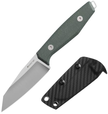 JEABROTHER 14C28N steel fixed blade knife with kydex sheath, EDC outdoor camping survival hunting fruit knife (Flat head)