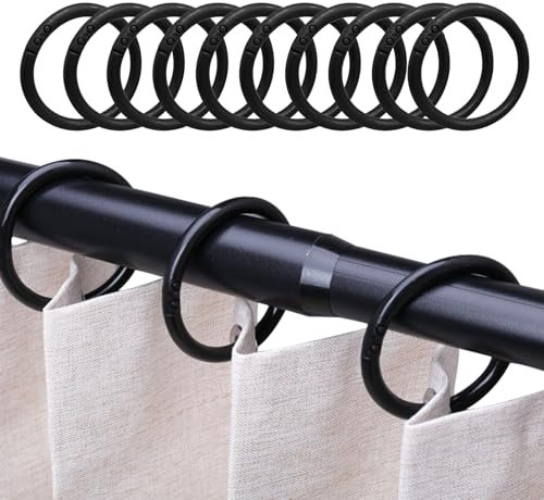 JAONLD 100 Stücke Gardinenringe Duschvorhang Haken,Innendurchmesser 4 * 0.5 cm Duschvorhang Ringe Robustes Kunststoffmaterial,Duschvorhangringe Rings in O-Shape for Shower Window Rod(Schwarz)