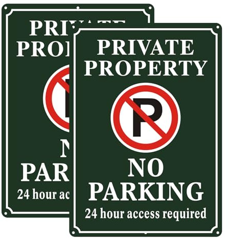Phyabe 2 Pack Private Property No Parking Sign, 35 x 25 cm Aluminum | 24 Hour Access Required Sign, Rust Free, Weather Resistant, Waterproof, Durable Ink, Easy to Install