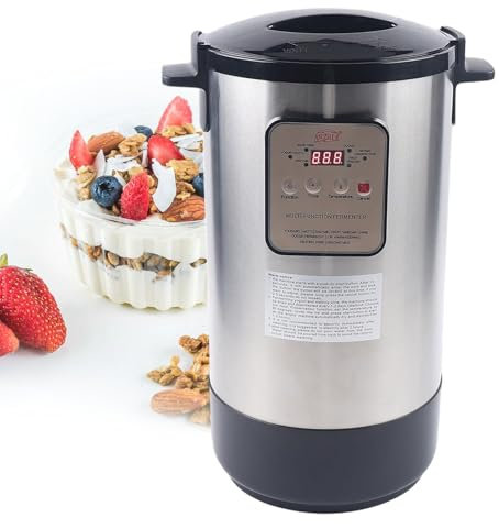 PASPRT Fermentador eléctrico, Yogurteras de Acero Inoxidable de 12 litros, Contenedor de Yogur de Bricolaje, Yogurt Natto automático de Temperatura Constante (220V)
