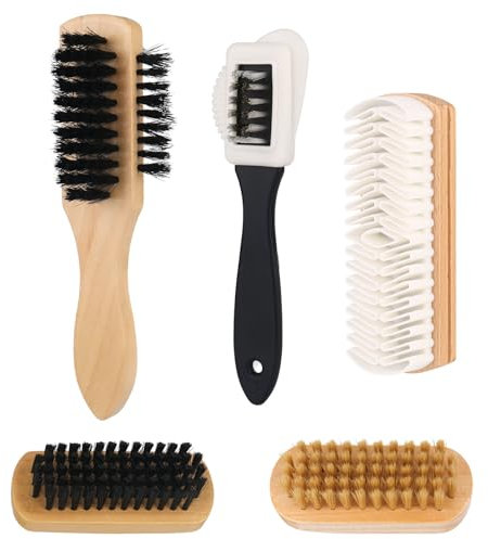 Set di 5 spazzole in pelle scamosciata per scarpe, set di 5 spazzole multiuso in pelle grezza, set di spazzole per la cura della pelle scamosciata, spazzola per la pulizia o la lucidatura