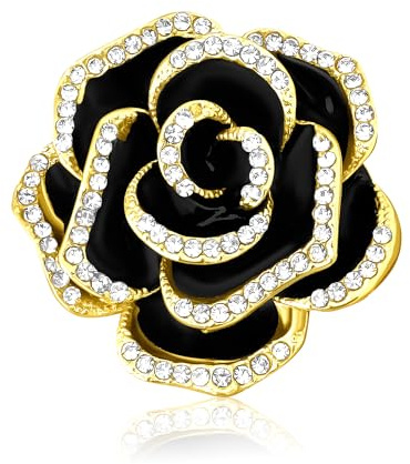 Broche Femme Camélia Noir Élégante | Broches et Pins pour Femmes Fleur Décolleté Veste | Bijou Fantaisie Vêtement Original