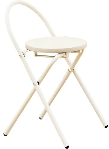 lirrebol Sgabello pieghevole con struttura in metallo da 17 pollici con schienale e poggiapiedi - Sedia alta e portatile per cucina, sala da pranzo e balcone