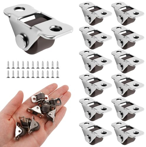 12 Stück Möbelrollen Klein Gummi 1,2 cm Gummi Laufrollen mit Stahloberplatte Mini Rollen für Möbel Leise Bockrollen für Kleingeräte Schränke, Werkzeugkisten, DIY-Projekte