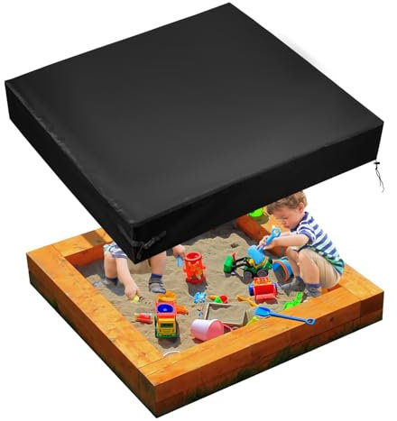 Copertura Sabbiera Quadrata, 127x127x20cm Pratica Copertura Impermeabile Sabbiera Oxford Esterni Antipolvere Adatta per Proteggere Giocattoli Sabbiere Piccole Piscine Mobili (Nero)