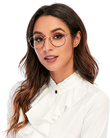 DOOViC Lesebrille Blaulichtfilter 1,5 Glod Metall Dünner Rahmen