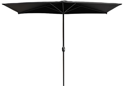 250x130cm Half Garden Umbrella with Crank Handle, Wall-Mounted Sunshade, 5 Steel Ribs, Outdoor Patio Shade for Balcony, Terrace, and Garden Fence