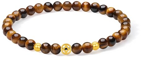 ZHOU LIU FU 24K/999 Gold Charm Armbänder Münz Tigerauge Perlenarmband Goldperlen Stretcharmband Goldschmuck für Damen Liebhaber Freundschaft Jubiläum Geburtstagsgeschenke 17cm A1914414