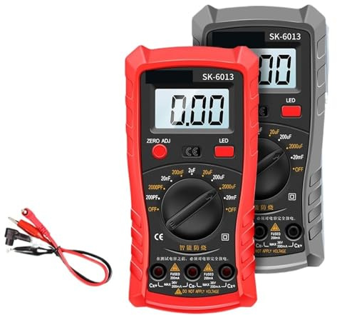 1 pz SK-6013 Capacimetro Misuratore di capacità professionale 20000uf Tester for condensatori 1999 conteggi Multimetro for elettricisti(Sk-6013 gray)
