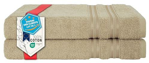 Hammetex Badetücher 2er Set 70x140 cm, Duschtuch, 100% Baumwolle Frottee | OEKO-TEX zertifiziert, weich & saugstark, Frottee, mit Aufhänger, Duschtuch & Saunatuch für Badezimmer & Sauna