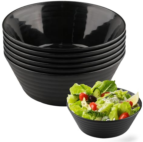 suaywo Juego de 6 Cuencos de Plástico 17.5 cm Tazones Desayuno 800 ml Cuenco Ramen Bol Ramen Negro para Ramen, Fideos, Ramen de Pavo y Ensalada