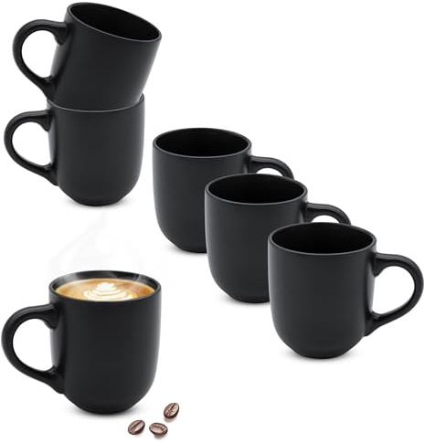 Spetebo Steinzeug Kaffeetasse 300 ml schwarz matt, 6er Set