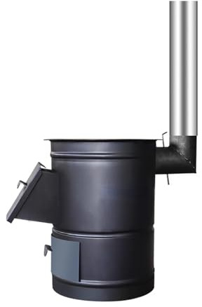 Estufa de Leña Pequeña Camping con Cajón para la Extracción de Polvo Estufa Leña Pequeña Interior Ideal para Cocinar y Calentar a Diario(46 * 50cm)