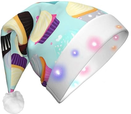 JBJGKHLP Gorro de Navidad con diseño de cupcakes para adultos, accesorio de fiesta, celebración, gorro de Navidad