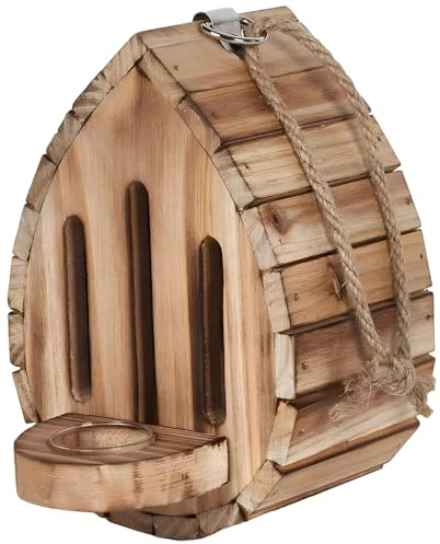 Tressify Fjärilshus i trä med matare, hängande livsmiljö, lätt att installera och underhålla, naturligt träskydd, mått: 18 x 9,62 cm x 13,88 cm