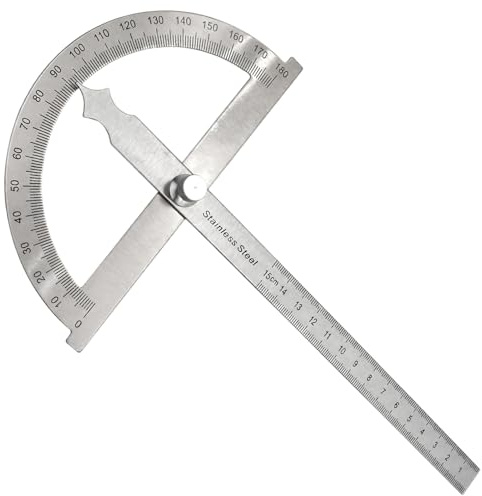 Winkelmesser aus Edelstahl 0-180°, Präzisions Edelstahl Goniometer mit Feststellschraube, Universal-Winkelmesser mit Skala Lineal für Tischler, Schule, DIY, Malerei & Zeichnen 150mm