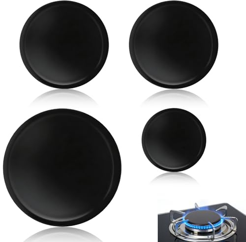 4pcs Gas Stove Burner Cap Set, Black Gas Burner Covers Parts Accessories Replacement for SABAF Stoves Includes 1 Large (3.94/10cm), 2 Medium (2.95/7.5cm), 1 Small (2.16/5.5cm)