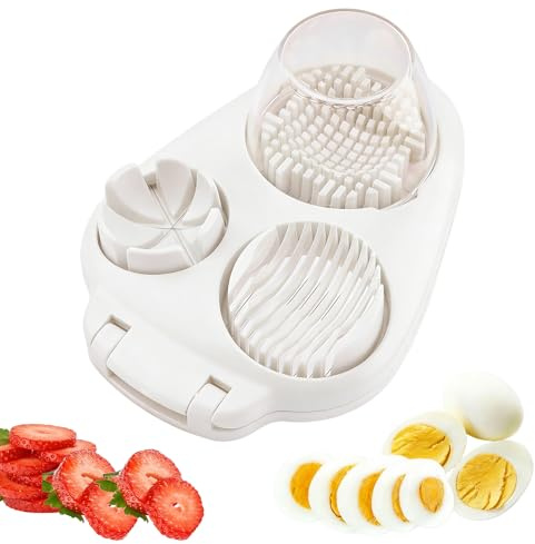 3-in-1 Egg Slicer for Hard Boiled Eggs, Manual Egg Cutter with 3 Slice Mode