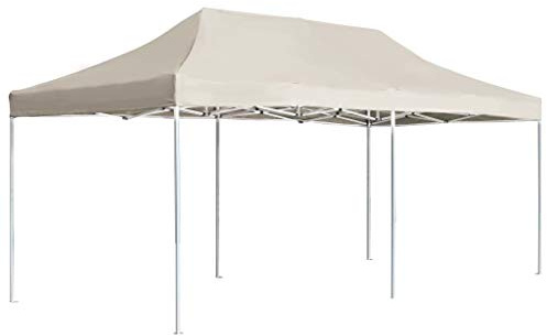 Tenda professionale pieghevole in alluminio, 6 x 3 m, crema, tenda pieghevole per feste con tessuto Oxford e rivestimento in PVC, telaio in alluminio antiruggine, protezione solare per eventi