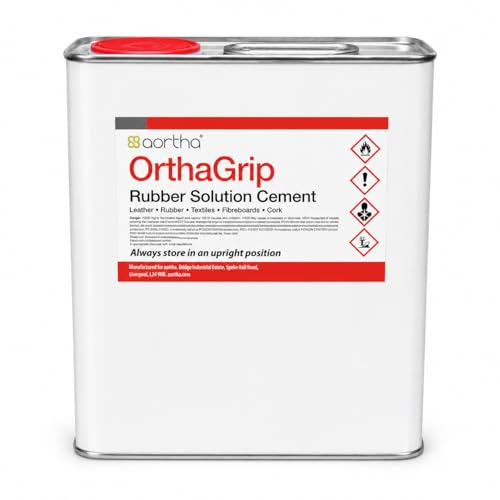 OrthaGrip Professional Rubber Adhesive Glue Solution Cement - 5 Litres | Natural Rubber Contact Adhesive for Rubber, Leather, Textiles, Vinyl, Wood, Footwear