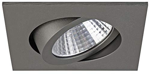 Brumberg LED Einbaustrahler, IP20, quadratisch, Ø 8.2cm, Plug&Play 350mA, 7W 2700K 740lm 38°, schwenkbar 30°, Titan matt