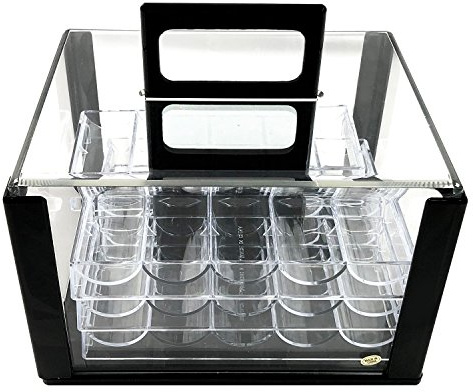 Yuanhe 600 Chip Clear Acrylic Poker Chip Carrier-Includes 6 Chip Racks