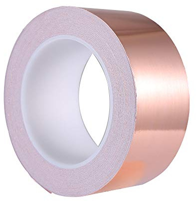 Zalava 50mm*25M Ruban Adhésif en Cuivre Anti Limaces et Escargots | Bande Cuivre Conducteur pour EMI Blindage,Feuille Autocollante pour Vitrail,Artisanat,Réparation Electrique,Circuits Papier