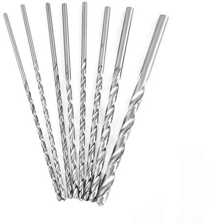 broca larga para madera + Akozon Brocas Helicoidales de Metal 8pcs Extra Largo de Acero de Alta Velocidad Recta Vástago Torcedura Broca 4-10mm para Madera