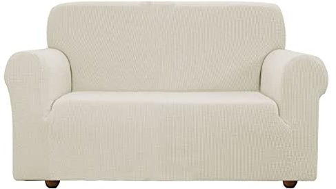E EBETA Élastique Housses de canapé Housses de Coussin, Revêtement de Canapé Extensible Housses de canapé à 3 Places （Ivoire，185-235 cm）