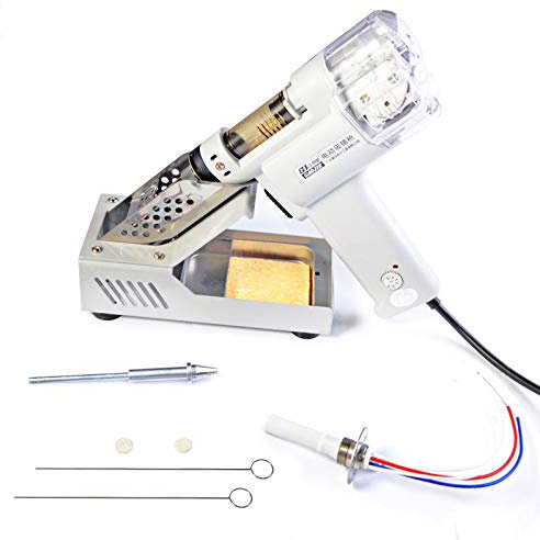 Huanyu Pistola desoldadora eléctrica de doble bomba de 100 W, pistola de estaño de soldadura sin plomo, bomba de vacío, herramienta de soldadura para trabajos de reparación electrónica de bricolaje