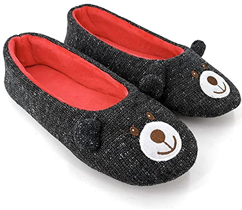 ofoot Zapatillas de Casa para Mujer Bailarina,Zapatos Lindo Animal Punto mullidas Planos con Suela de Goma Antideslizante