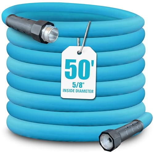 Aqua Joe Professioneller Hybrid-Polymer-Gartenschlauch mit Zwei Drehgriffen, 500 PSI Berstbewertung, 15,2 m