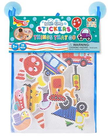 Buddy & Barney , Things that Go Transport Bath Stickers, Bath time Fun for Kids, Preschoolers BB088