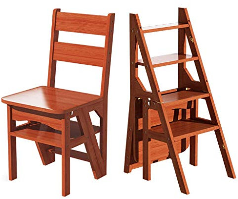 GJSN Facile e Conveniente Passo Pieghevole Sgabello, Seggiolone Pieghevole Scala Seats Scala in Legno Scala Mensola a Cavalletto in Legno Massiccio a Duplice Uso Climb Pieghevole Scaffalature Scarpe