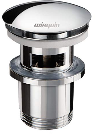 Wirquin 30723123 Bonde de lavabo design en laiton Quick Clac avec trop plein et corps de bonde, chromé