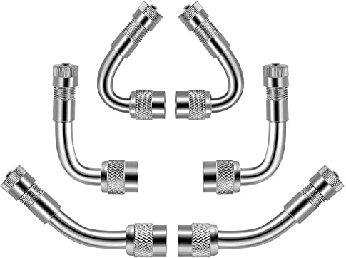 6Pieces Valve Stem Extenders,Dually Valve Extension 45 Degree 90 Degree 135 Degree Valve Stem Extensions Compatible for Dual Wheels Passenger Cars, RV, Stroller, Bicycles, Motorcycles and Trailers