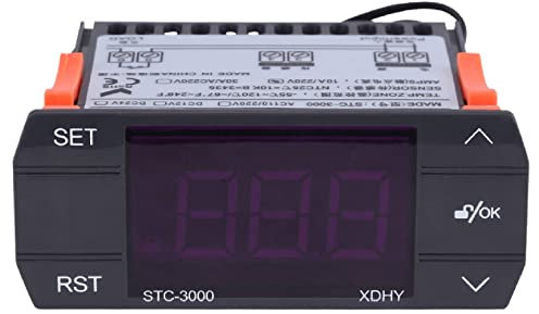 Digitaler Temperatur Regler Thermostat,STC-3000 110 V-220 V mit doppelter NTC-Sondensonde Kühler Heizung für Tiere Heizmatte,Inkubator Hühner Heizfolie Reptilien Amphibien