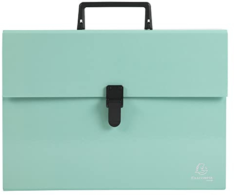 Exacompta 56763E Premium Fächermappe Aquarel aus extra starkem Karton für DIN A4 18 Fächer Clipverschluss PEFC zertifiziert Pastell-Grün