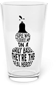 Beer Glass Pint 16oz Novelty People Who Tolerate Inspired Encourage Motivates Hilarious Stimulate 16oz