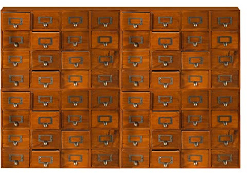 Walnut Wood Storage Box with 64 Drawers (99.5 x 10 x 70 cm) - Traditional Walnut Apothecary Cabinet - 64 Slots Wooden Office Furniture with Label Holders and