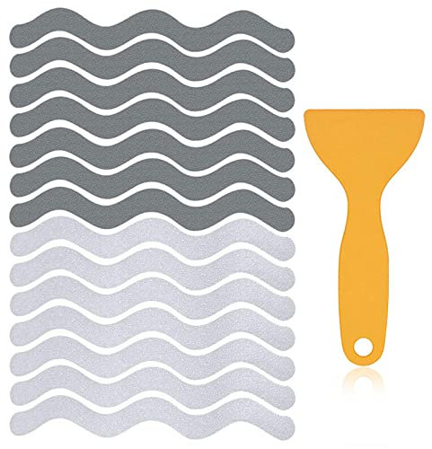 XIACIBDUS 48 Pcs Non Slip Strip Stickers, Anti Slip Shower Stickers, Tub Safety Self Adhesive Strip,Transparent Anti Skid Strip，Suitable for Bathtubs, Showers, Stairs, with Small Scraper