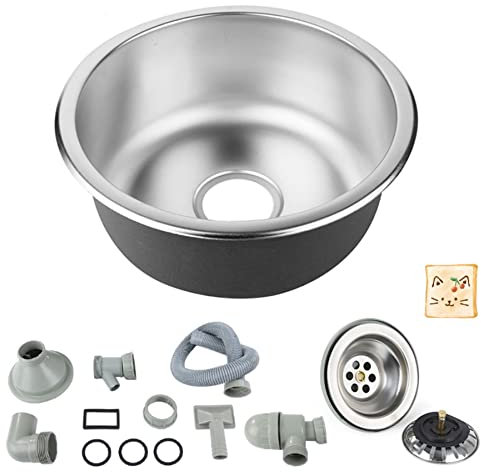 Évier de cuisine encastrable en acier inoxydable 1 cuve avec égouttoir réversible,Petit évier en acier inoxydable 304, Evier inox de cuisine,1 bac, d'évier de camping,41 * 41 * 20cm