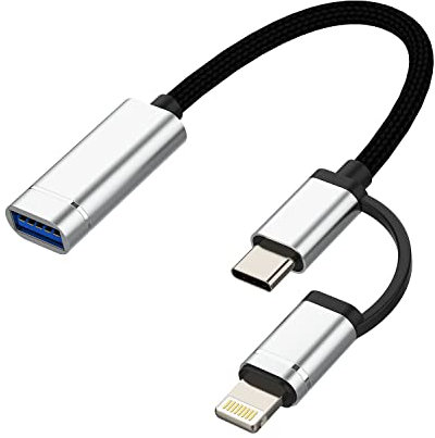 OTG Cable Adapter(2in1) USB 3.0 Female to USB C Lightning Male Converter Type Thunderbolt Port Cord Dongle Camera Mouse compatible for Samsung for Apple for iPhone 15 Pro Max for iPad Air 14 13 11 12