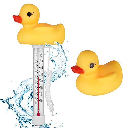 OFFCUP Termometro Galleggiante, Termometro per Piscina, Termometri Galleggiante per Piscina, per Spa Esterni/Interni, Piscine, Vasche, Vasche e Acquari (Anatra Gialla)