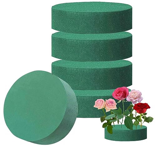 5PCS Flower Arrangement Kit, Dry Floral Foam Brick Dried Foam Fresh Wet Brick Sponge Block Round Dry Blocks for Flower Wedding Florist Fresh Flower Arranging Design DIY Crafts Supplies
