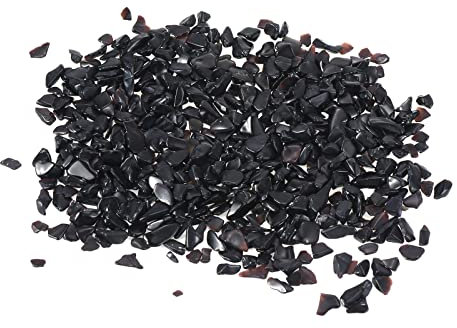sourcing map 200g/0.44lb 5-7mm Getrommelte Späne Steine Natürlich Gebrochen Kristall Quartz Unregelmäßig Poliert Steine Kies Dekoration für Aquarium Pflanzen Vase Füller Schwarz