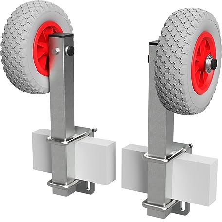 SUPROD 1 Paar Sliprollen mit Stütze Sliphilfe Bootstrailer PU-Reifen RKSID-200-PU, Ø 200 mm, grau/rot