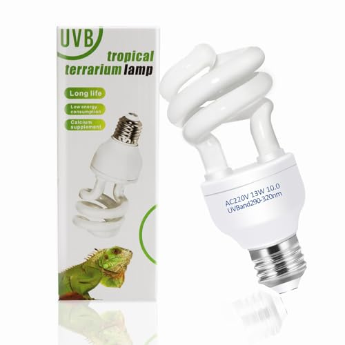 Caldarax Lampada UVB 10.0 per Rettili 13W, E27 UVA UVB Lampadina Tartaruga, AC 220V Lampada Fluorescente Compatta per Acquario, Lucertole, Serpente, Camaleonte, Draghi Barbuti